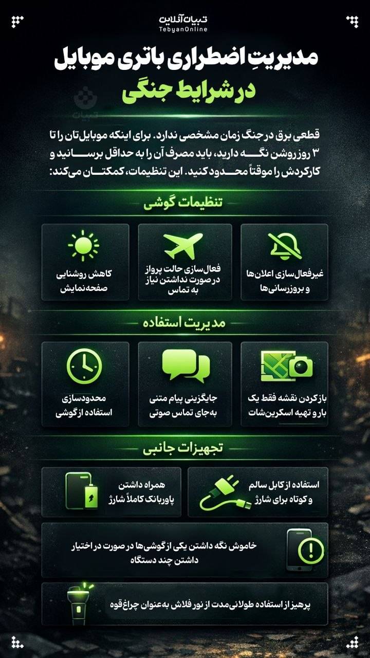 مدیریت اضطراری باتری موبایل در شرایط جنگی.jpeg